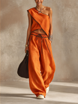 Jennet | Boho Linen-Blend Asymmetrical Two-Piece Set