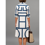 Clemma | Geometric Print Midi Dress