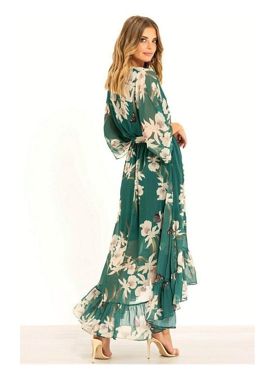 Yasmine | Floral Kimono Midi Wrap Dress