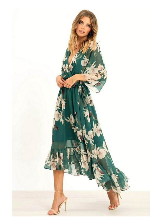 Yasmine | Floral Kimono Midi Wrap Dress