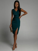 Céleste | Deep-V Microfiber Evening Gown