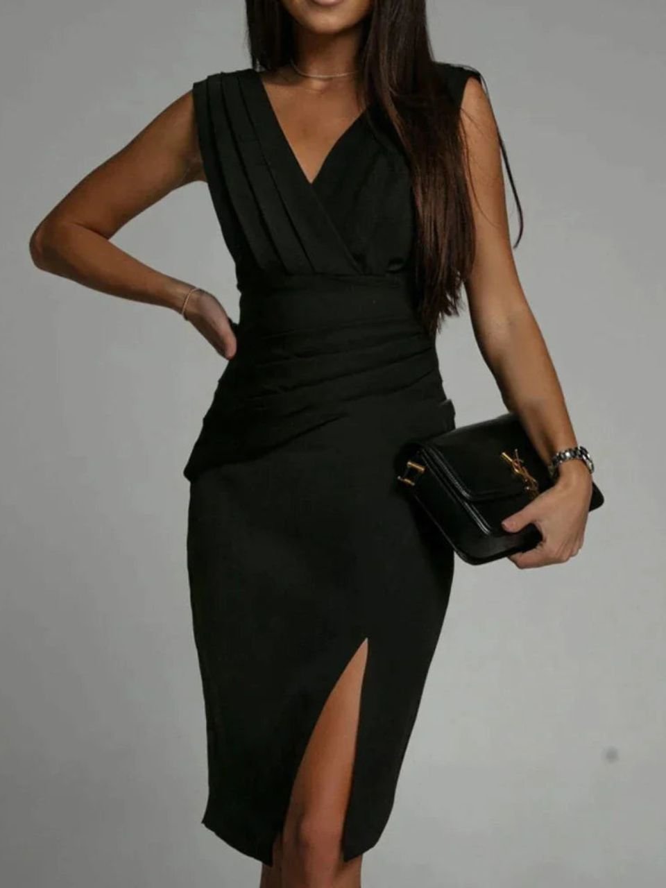 Céleste | Deep-V Microfiber Evening Gown