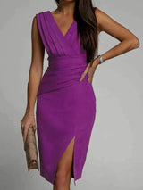 Céleste | Deep-V Microfiber Evening Gown