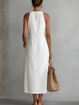 Christine | Relaxed Embroidered Mandarin Midi Dress