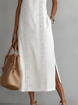 Christine | Relaxed Embroidered Mandarin Midi Dress