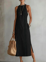 Christine | Relaxed Embroidered Mandarin Midi Dress