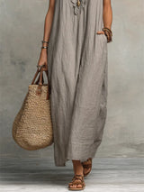 Rosemary | Ruffled V-Neck Linen Dress