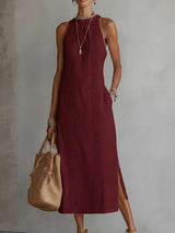 Christine | Relaxed Embroidered Mandarin Midi Dress