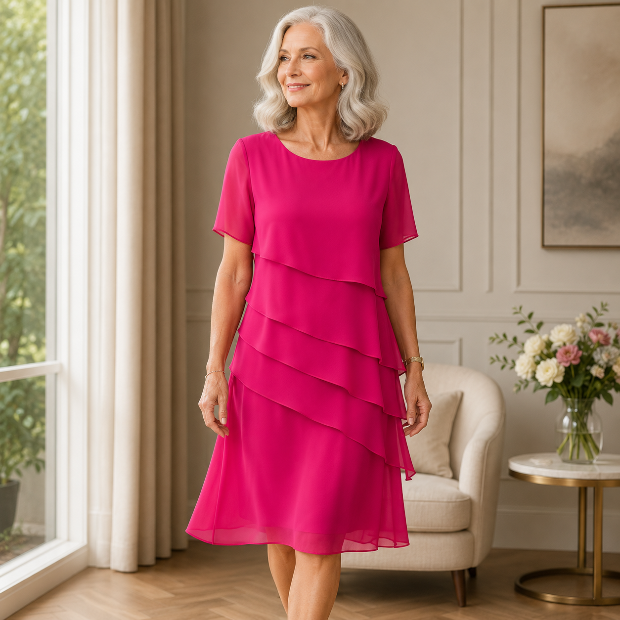 Isela | Ruffle Layered Flowing Dress