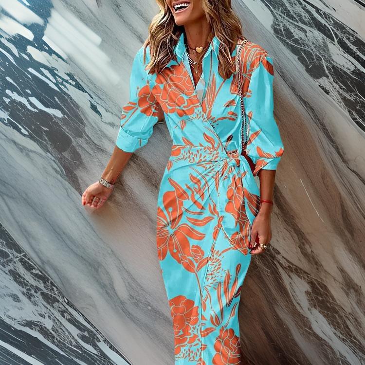 Elaine | Elegant Patterned Wrap Dress
