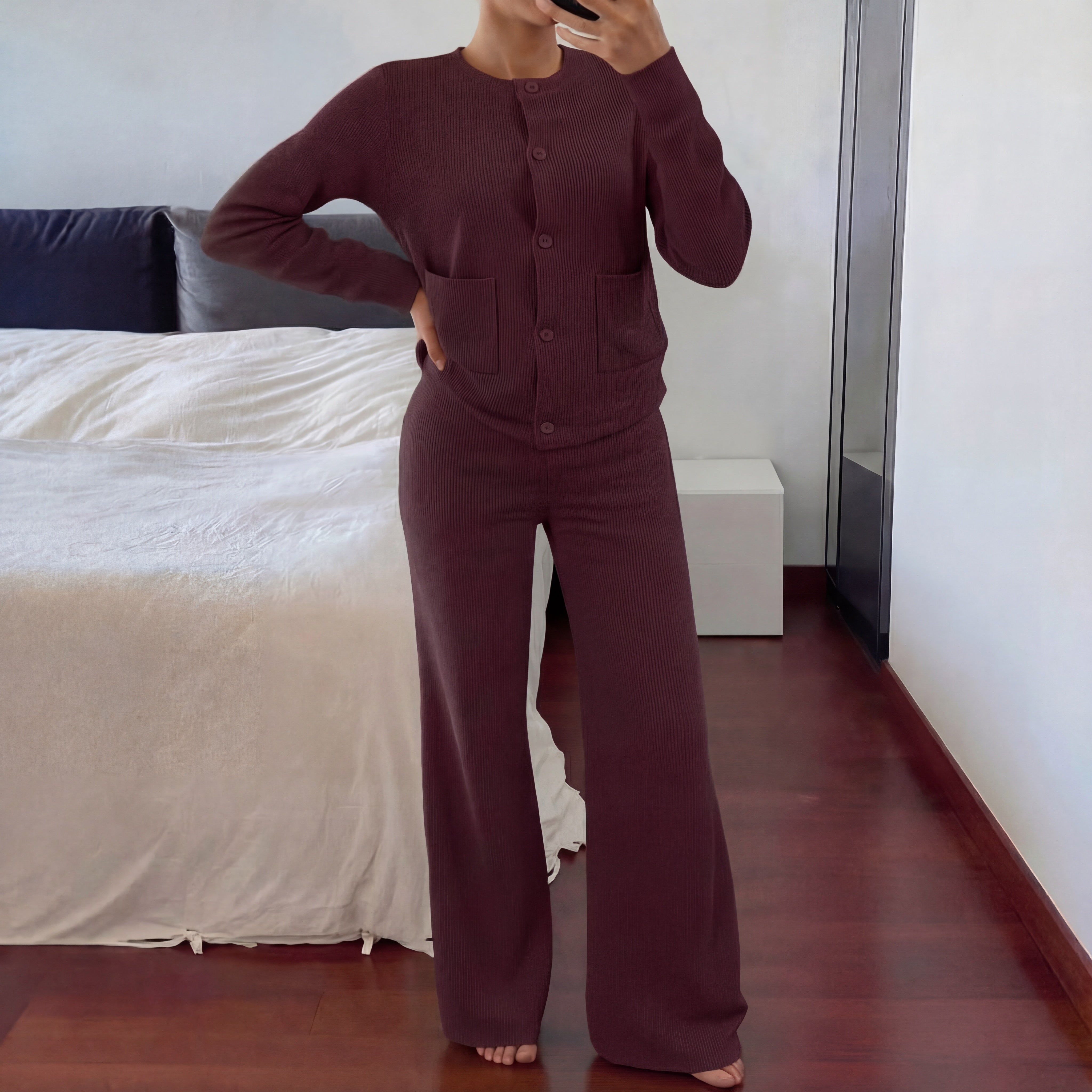 Céleste | Cozy Knit Wide-Leg Two-Piece Set