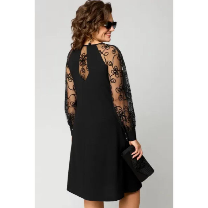 Julie | Lace Patchwork Crew-Neck Dress
