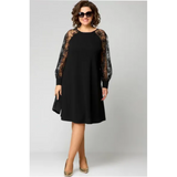 Julie | Lace Patchwork Crew-Neck Dress