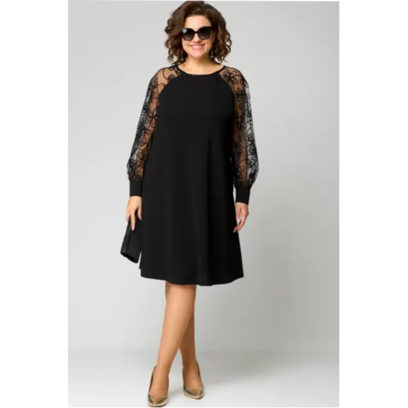 Julie | Lace Patchwork Crew-Neck Dress