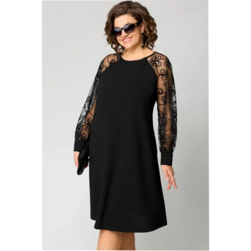 Julie | Lace Patchwork Crew-Neck Dress