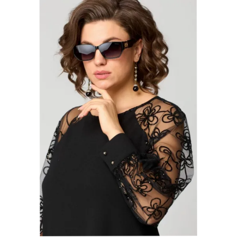 Julie | Lace Patchwork Crew-Neck Dress