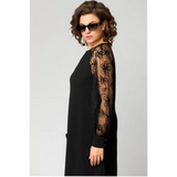 Julie | Lace Patchwork Crew-Neck Dress