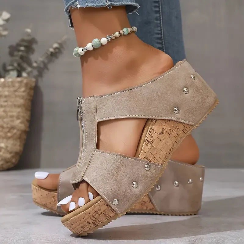 Odessa | Cork Wedge Slide Sandals