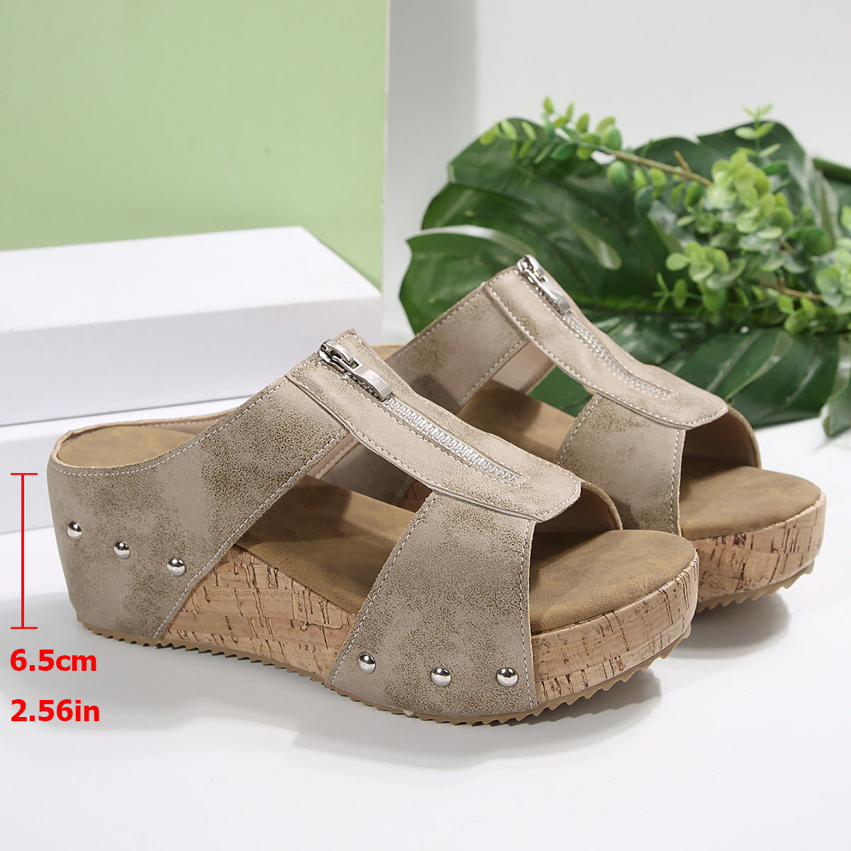 Odessa | Cork Wedge Slide Sandals