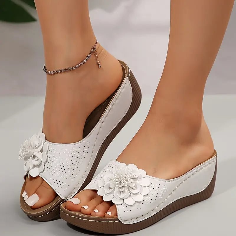 Delia | Ergonomic Floral Slip-On Sandals