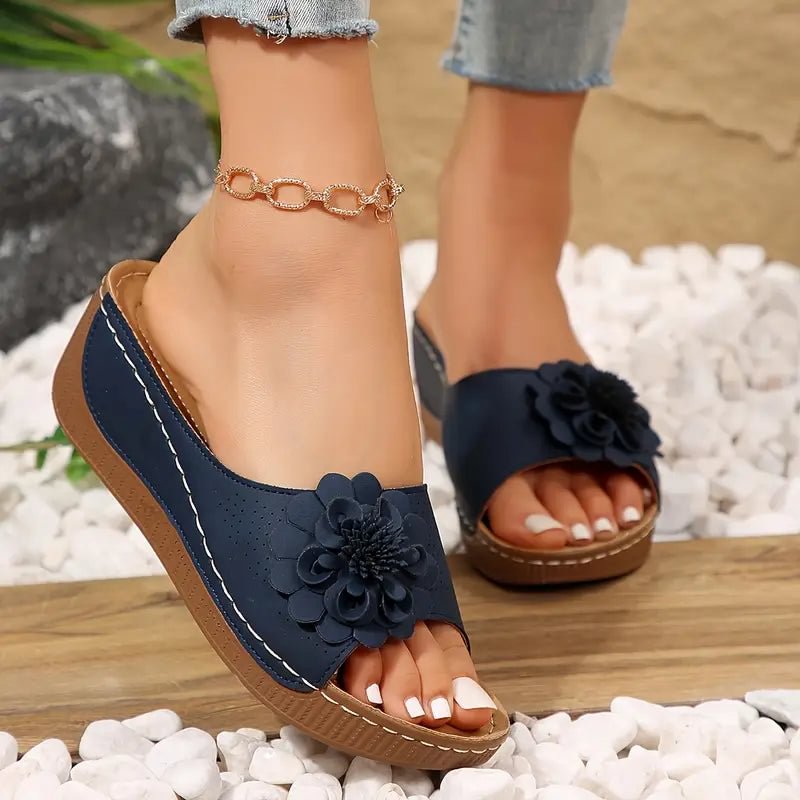 Delia | Ergonomic Floral Slip-On Sandals