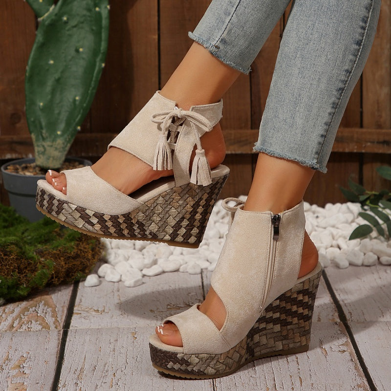 Natalie | Boho Wedge Tassel Sandals