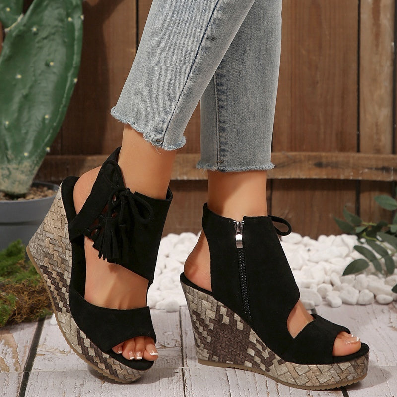Natalie | Boho Wedge Tassel Sandals