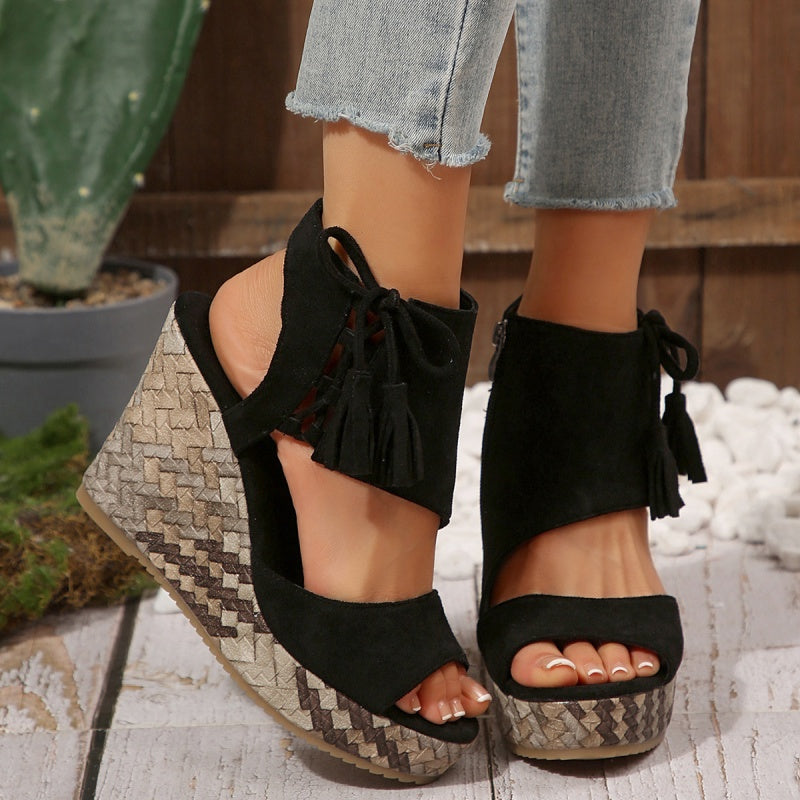Natalie | Boho Wedge Tassel Sandals