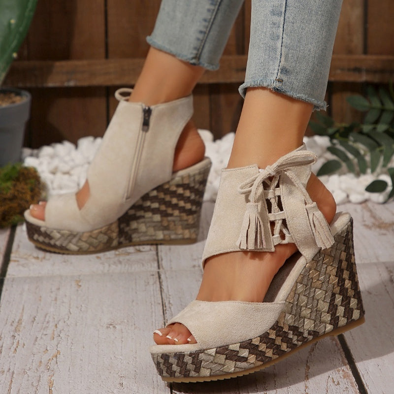 Natalie | Boho Wedge Tassel Sandals