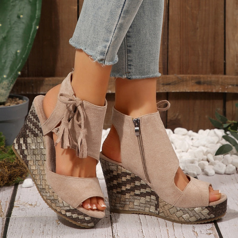 Natalie | Boho Wedge Tassel Sandals
