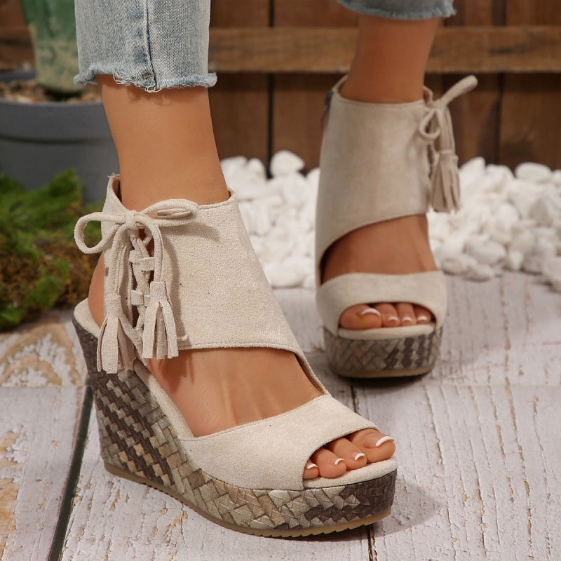 Natalie | Boho Wedge Tassel Sandals