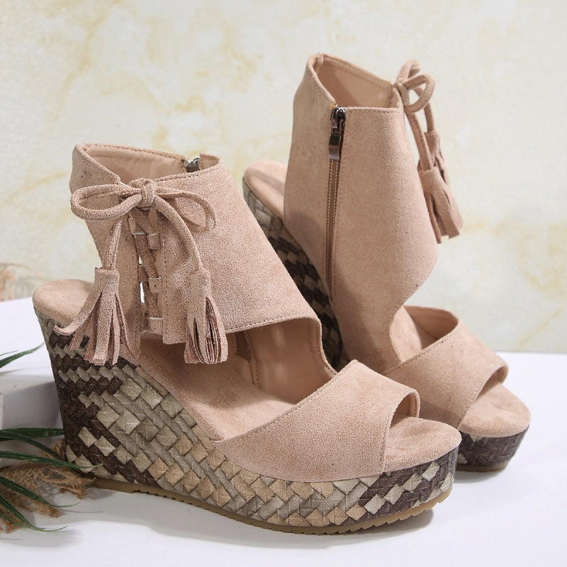 Natalie | Boho Wedge Tassel Sandals