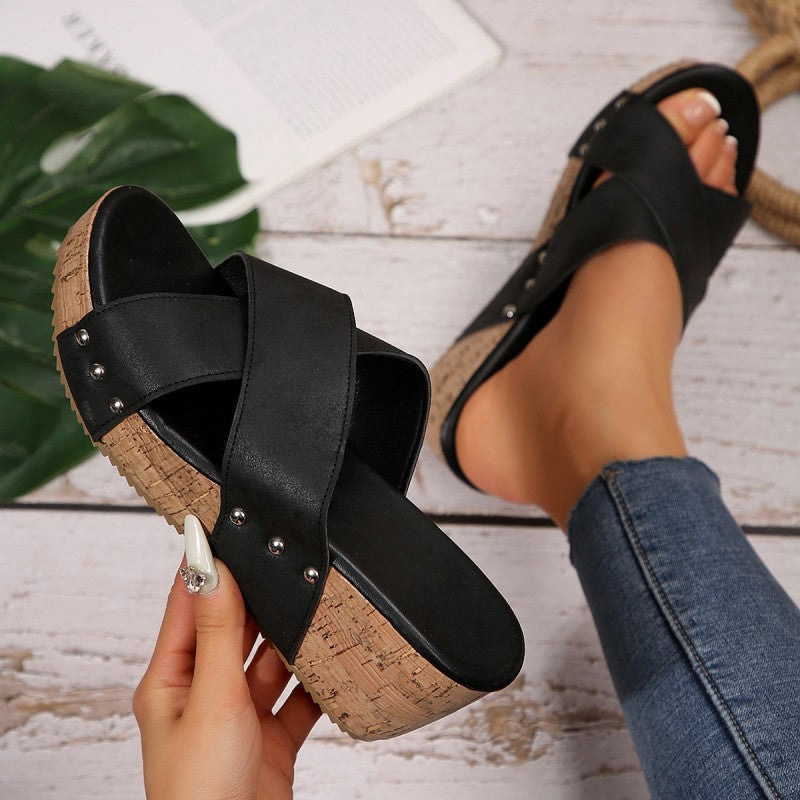 Barbara | Boho Wedge Cross-Strap Sandals
