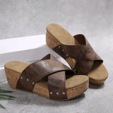Barbara | Boho Wedge Cross-Strap Sandals