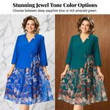 Alethea | Faux Two-Piece Leaf Print Dress