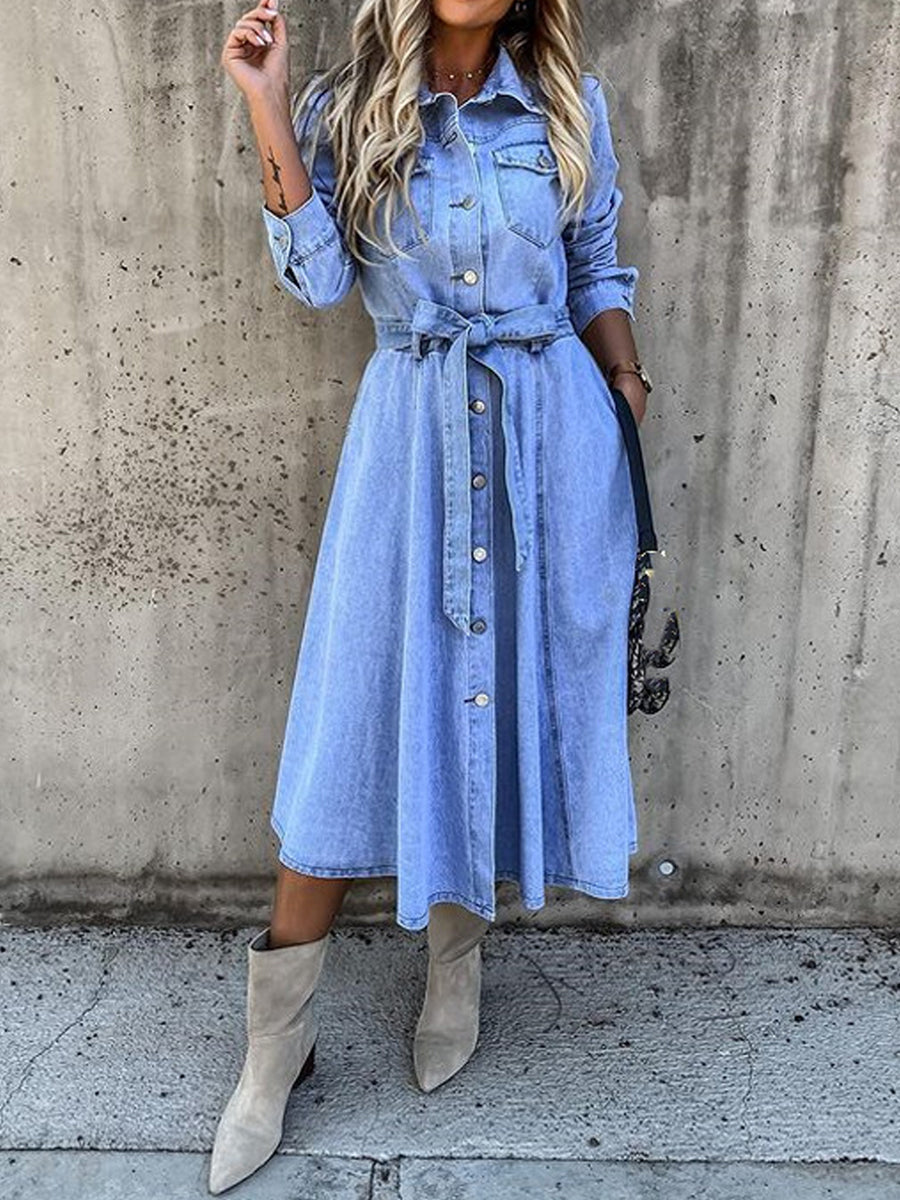 Naomi | Long Sleeve Relaxed Denim Dress