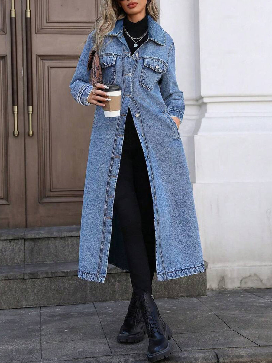 Lena | Relaxed Long Denim Jacket