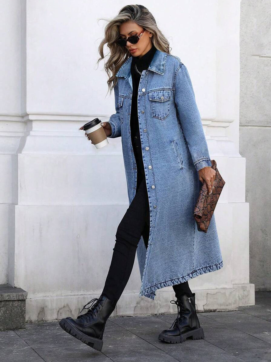 Lena | Relaxed Long Denim Jacket