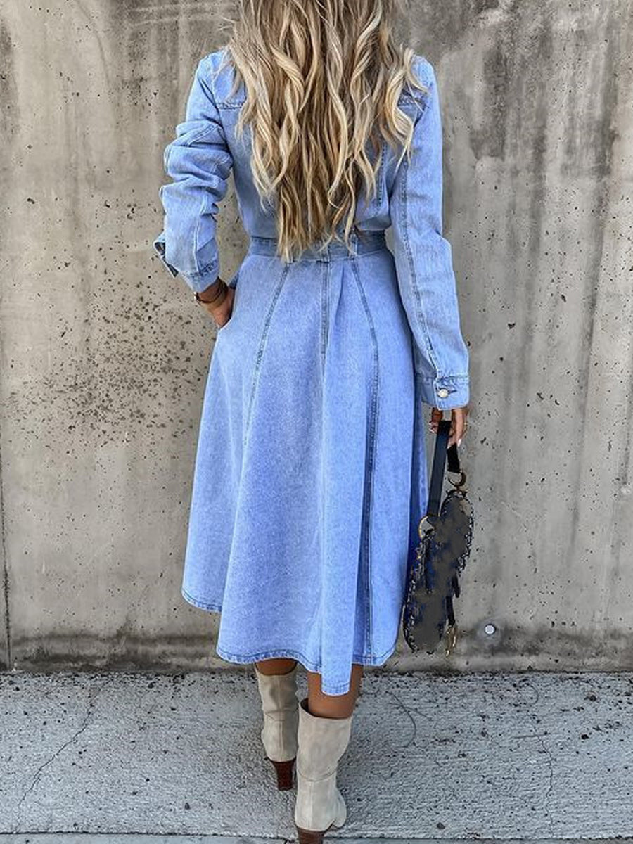Naomi | Long Sleeve Relaxed Denim Dress