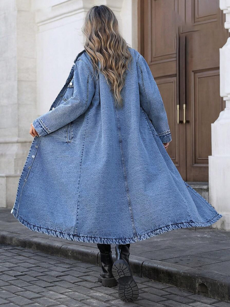 Lena | Relaxed Long Denim Jacket