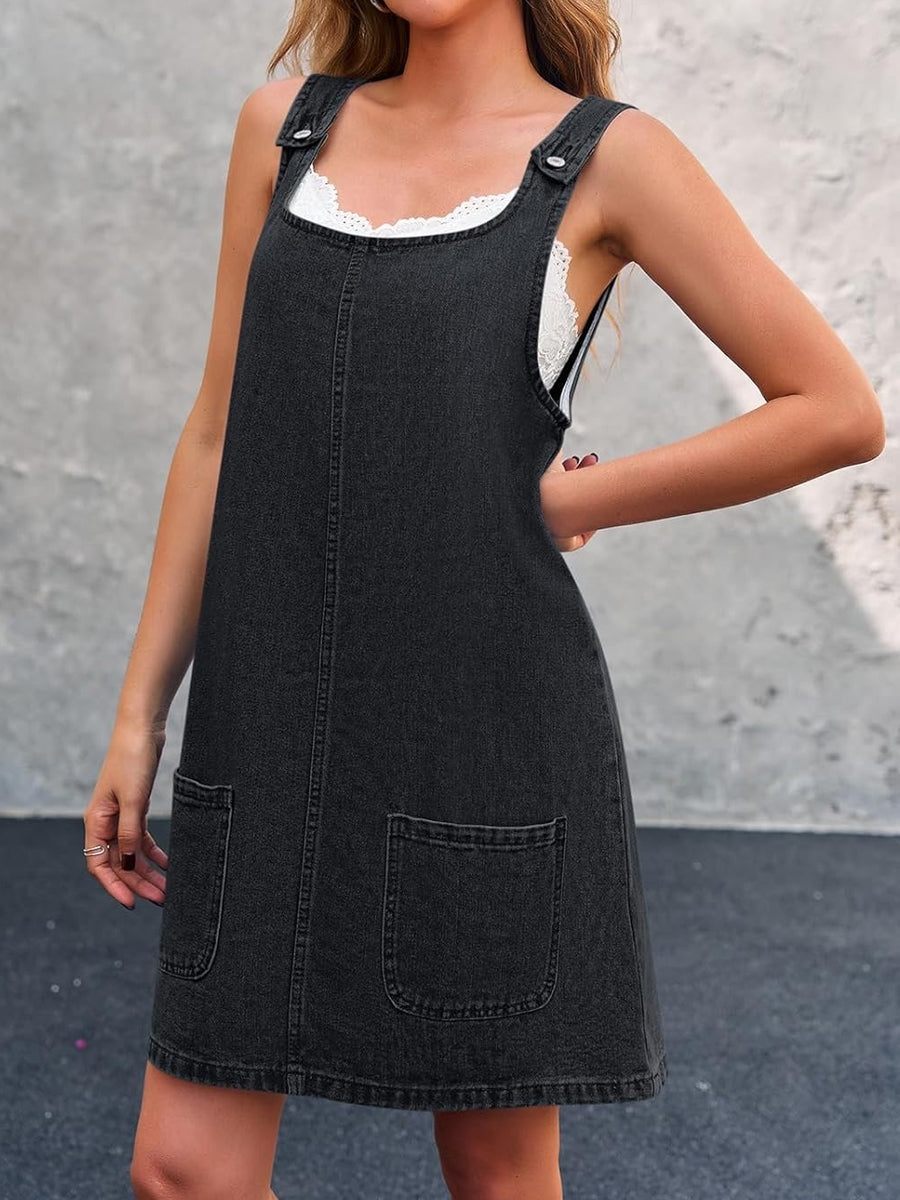 Hazel | Relaxed Denim Overall Dress