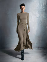 Temperance | Grey Knot-Front Maxi Dress