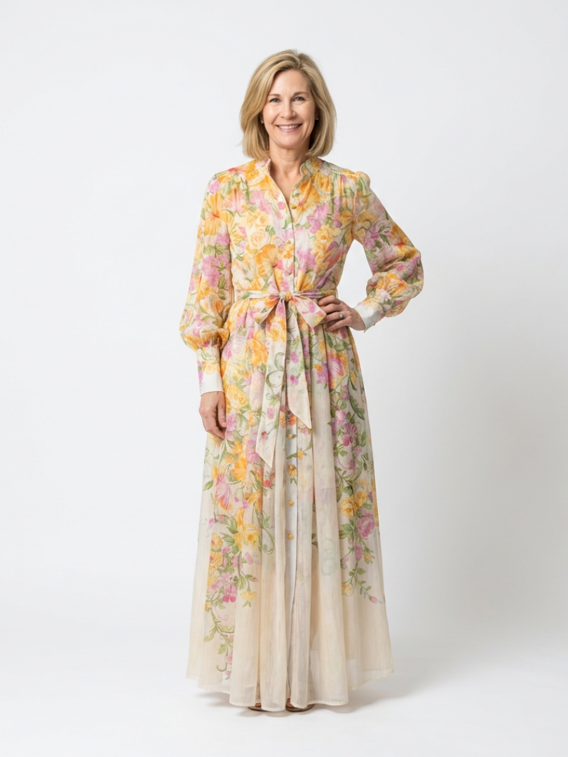 Cadence | Sheer Floral Maxi Dress