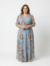 Icelynn | Floral Wrap V-Neck Maxi Dress