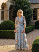 Icelynn | Floral Wrap V-Neck Maxi Dress