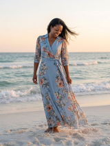 Icelynn | Floral Wrap V-Neck Maxi Dress