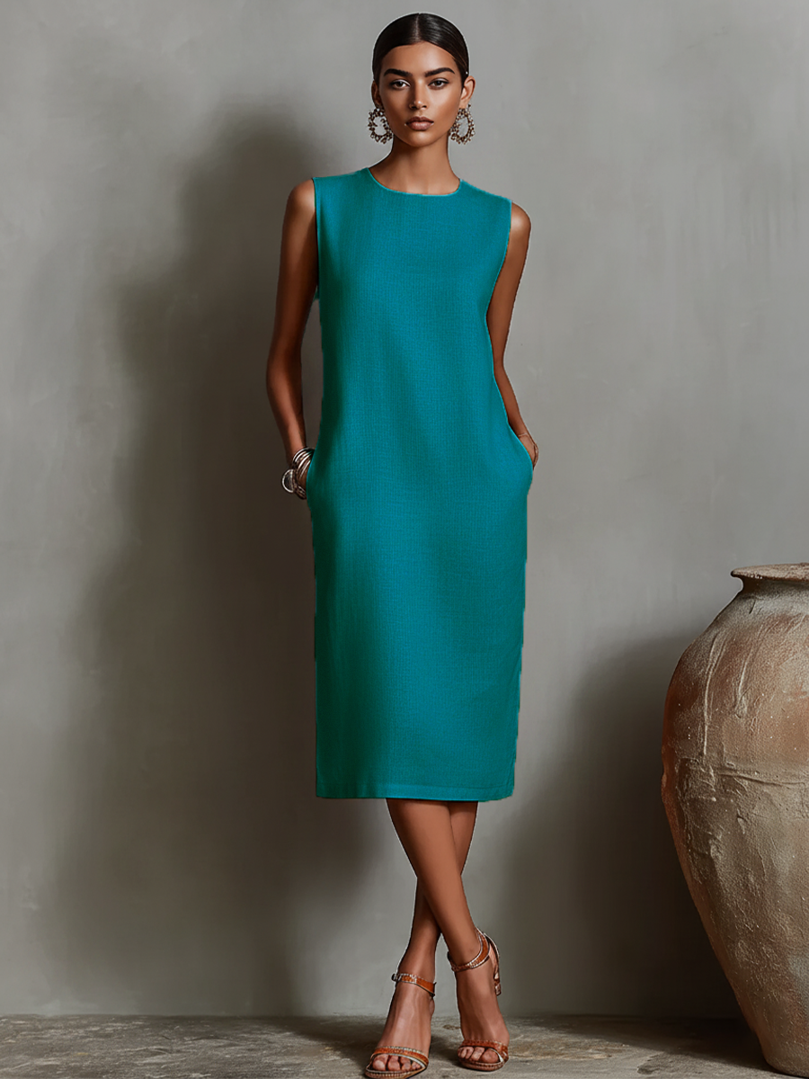 Kathaleen | Linen Midi Shift Dress